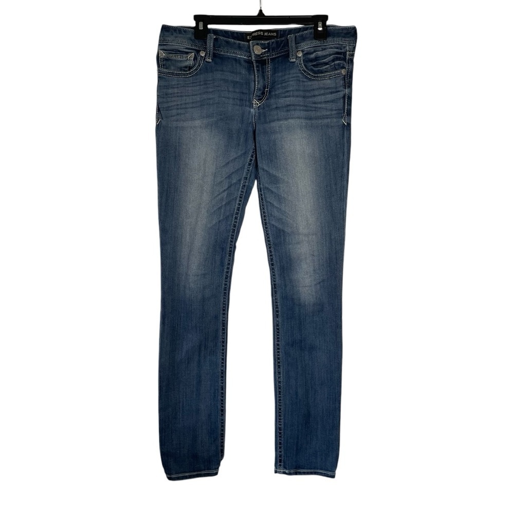 Express Jeans Stella Skinny Low Rise Mid Blue Denim Women Size‎ 10L